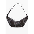 Desigual brown polyethylene women's handbag with textured surface and stylish design, featuring a top handle and zip closure.