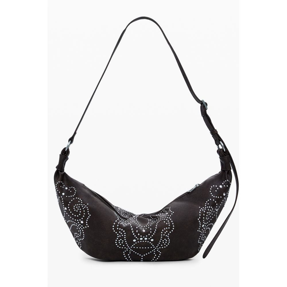 Desigual brown polyethylene women's handbag with textured surface and adjustable shoulder strap, stylish and versatile accessory.