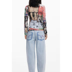 Desigual Rosa viscosa women's jersey showing soft, pink fabric with a relaxed fit and stylish design.