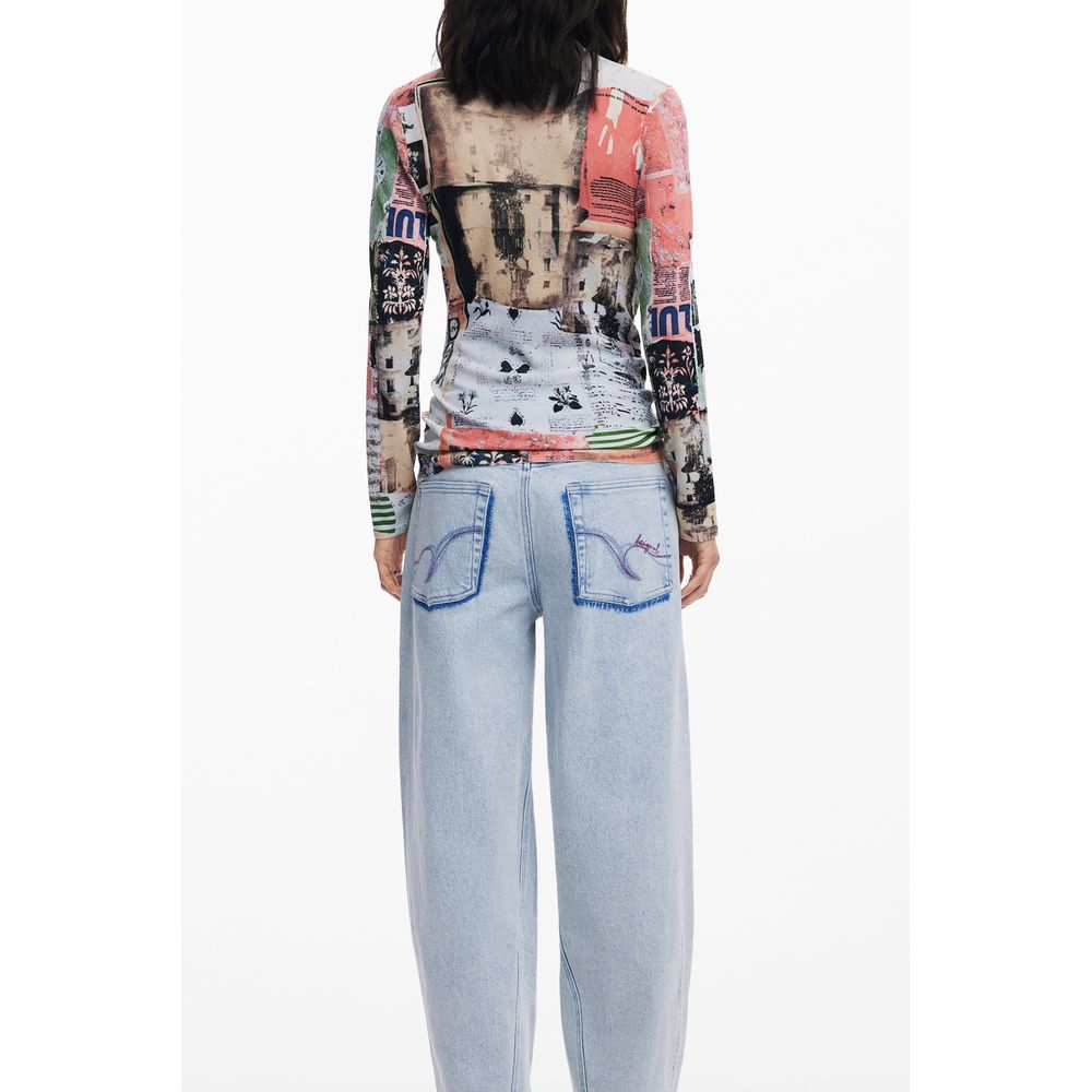 Desigual Rosa viscosa women's jersey showing soft, pink fabric with a relaxed fit and stylish design.