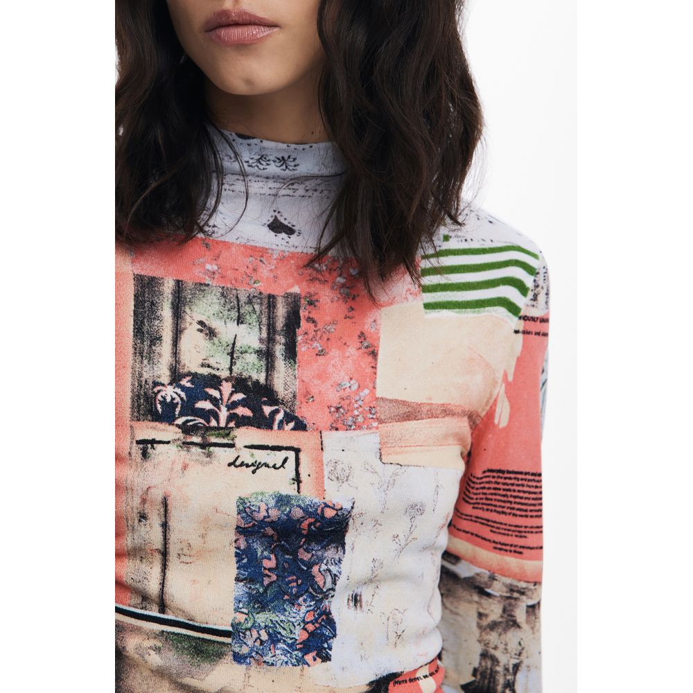 Desigual Rosa viscosa women's jersey displayed flat, showing soft pink fabric with subtle textured pattern and relaxed fit.
