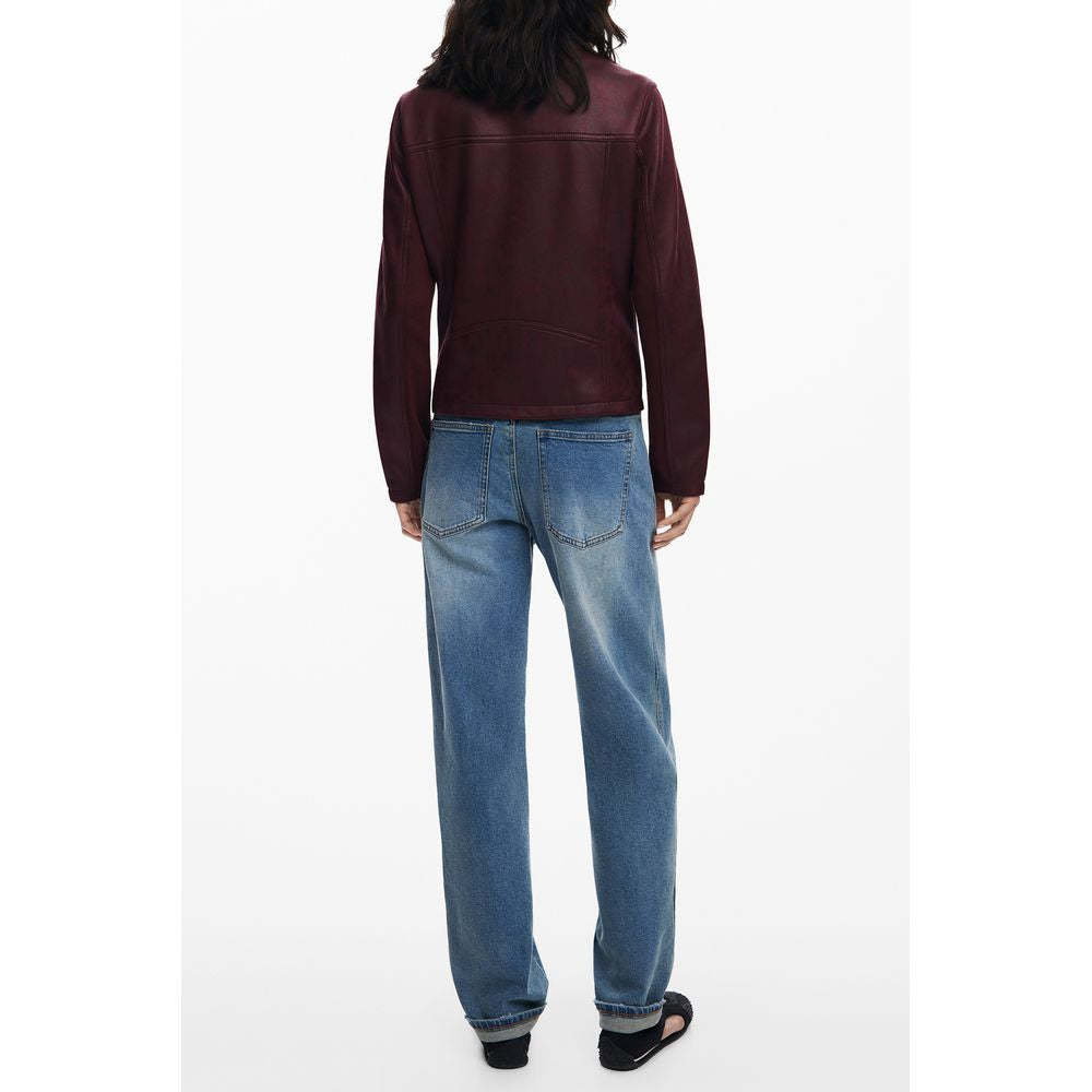 Red polyester women's jacket by Desigual, featuring a stylish design and casual fit, shown on a model.