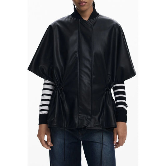 Desigual Black Polyethylene Women Poncho Desigual