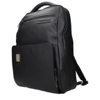 Piquadro black leather backpack featuring multiple compartments, sturdy straps, and sleek design for everyday use.