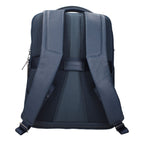 Piquadro blue leather backpack with adjustable straps and multiple compartments, stylish and functional for everyday use.