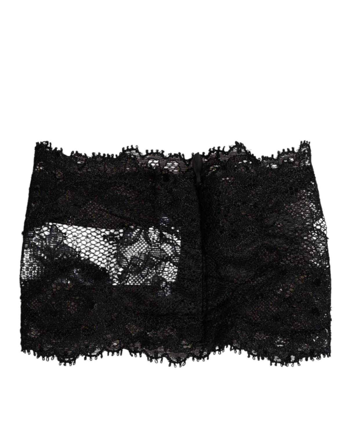 Black lace neck scarf by Dolce & Gabbana featuring intricate lace details and a stylish, elegant design.