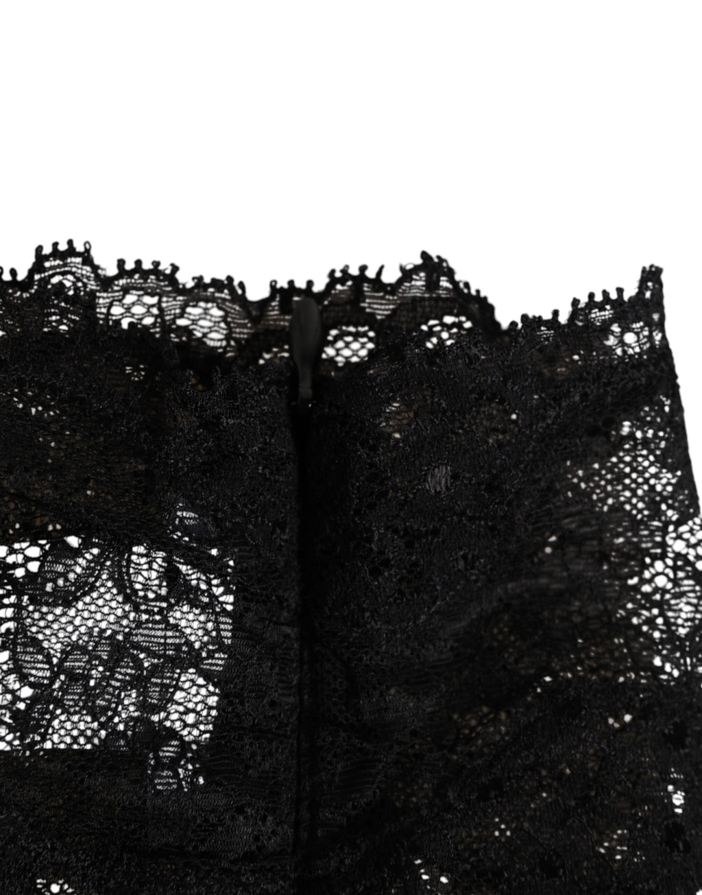Black lace neck scarf by Dolce & Gabbana with intricate floral patterns and elegant drape.