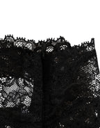 Black lace neck scarf by Dolce & Gabbana with intricate floral patterns and elegant drape.
