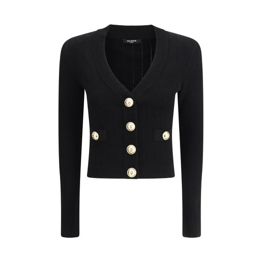 Balmain Black Viscose Cardigan