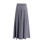 Blue cotton midi skirt by Sara Roka with a flowing design and relaxed fit, showcased on a model in a bright setting.