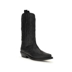 Ganni black recycled leather lace-up boots with chunky sole and sleek design, showcasing durable material and stylish craftsmanship.