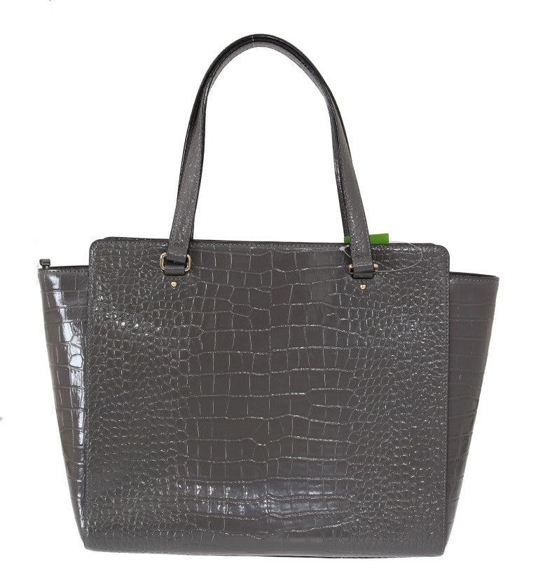 Kate Spade Grey Croc Embossed Leather Elissa Bristol Drive Tote Handbag Bag Kate Spade