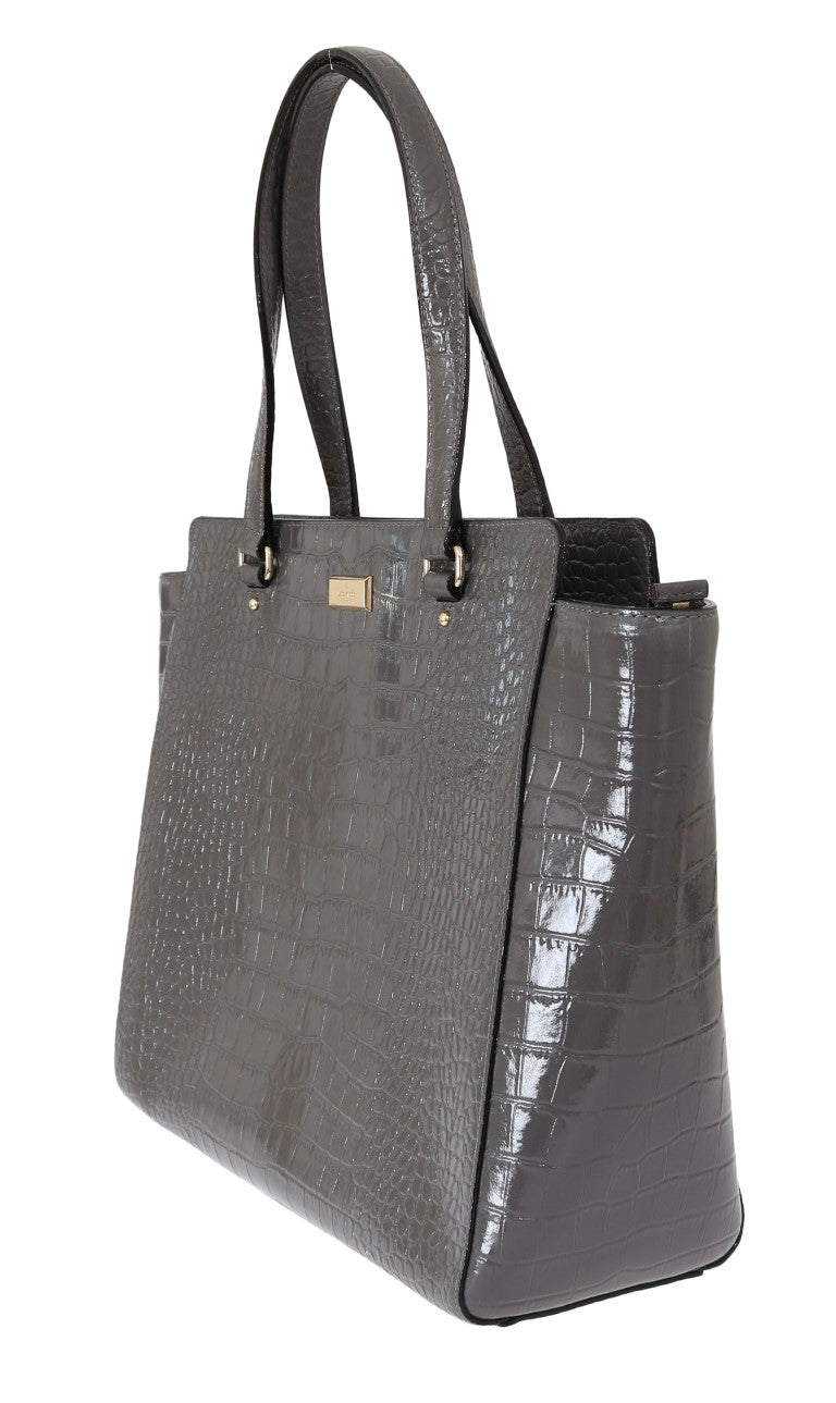 Kate Spade Grey Croc Embossed Leather Elissa Bristol Drive Tote Handbag Bag Kate Spade