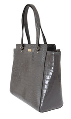 Kate Spade Grey Croc Embossed Leather Elissa Bristol Drive Tote Handbag Bag Kate Spade