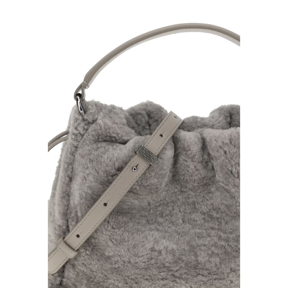 Brunello Cucinelli Gray Fur Shoulder Bag