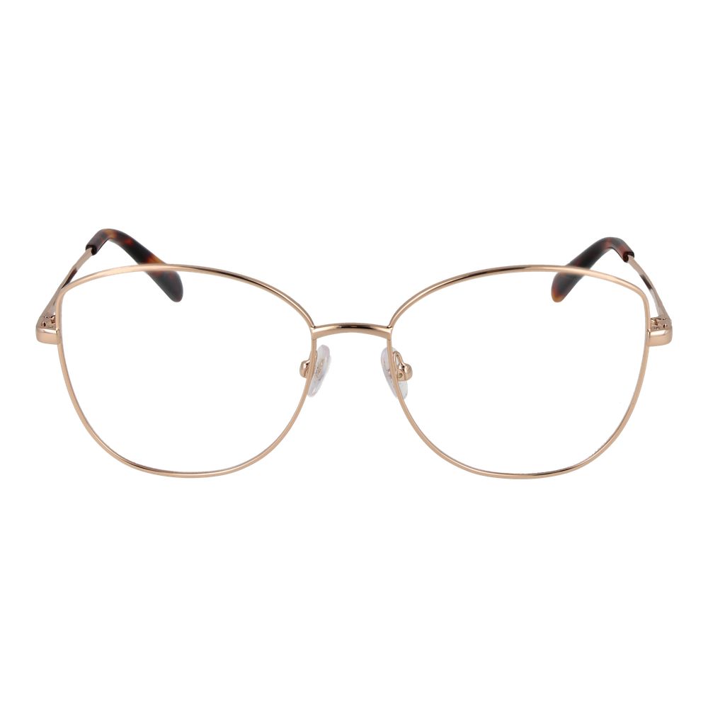 Emilio Pucci rose gold metal glasses frames with clear glass lenses, stylish and elegant eyewear for fashionable wear.