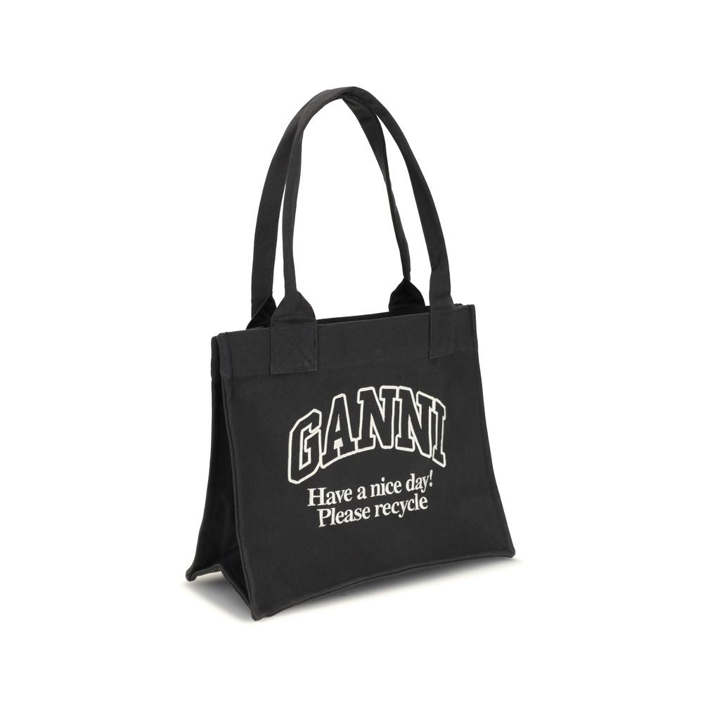 Ganni Black Cotton Shoulder Bag