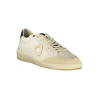 White polyurethane men's sneaker by Blauer, featuring a sleek design and athletic style on a plain background.
