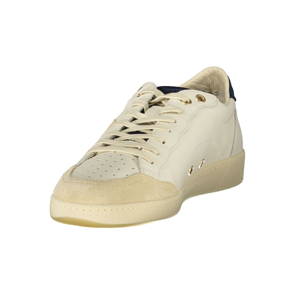 White polyurethane men's sneaker by Blauer with a sleek design and lace-up closure, perfect for casual and athletic wear.