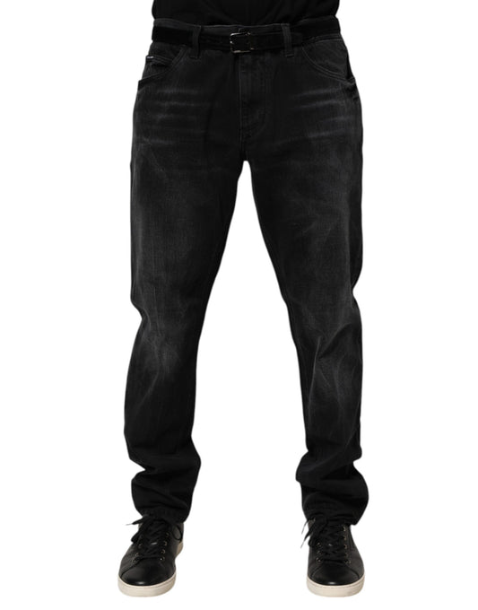 Dolce & Gabbana Black Washed Cotton Skinny Men Denim Jeans Dolce & Gabbana