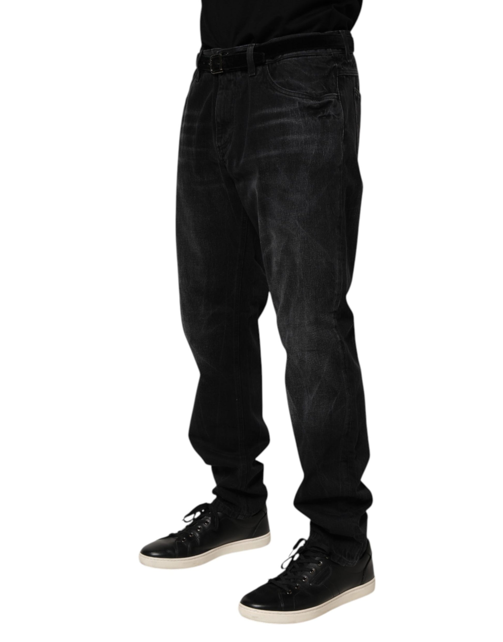 Dolce & Gabbana Black Washed Cotton Skinny Men Denim Jeans Dolce & Gabbana