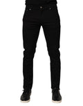 Dolce & Gabbana Black Cotton Blend Skinny Men Trouser Pants