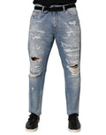 Dolce & Gabbana Blue Distressed Ripped Denim Pants Jeans - Eljoys Fashion 