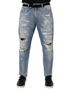 Dolce & Gabbana Blue Distressed Ripped Denim Pants Jeans - Eljoys Fashion 