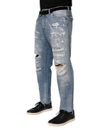 Dolce & Gabbana Blue Distressed Ripped Denim Pants Jeans - Eljoys Fashion 