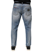 Dolce & Gabbana Blue Distressed Ripped Denim Pants Jeans - Eljoys Fashion 