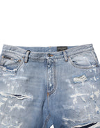 Dolce & Gabbana Blue Distressed Ripped Denim Pants Jeans - Eljoys Fashion 