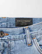 Dolce & Gabbana Blue Distressed Ripped Denim Pants Jeans - Eljoys Fashion 