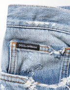 Dolce & Gabbana Blue Distressed Ripped Denim Pants Jeans - Eljoys Fashion 