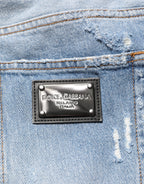 Dolce & Gabbana Blue Distressed Ripped Denim Pants Jeans - Eljoys Fashion 