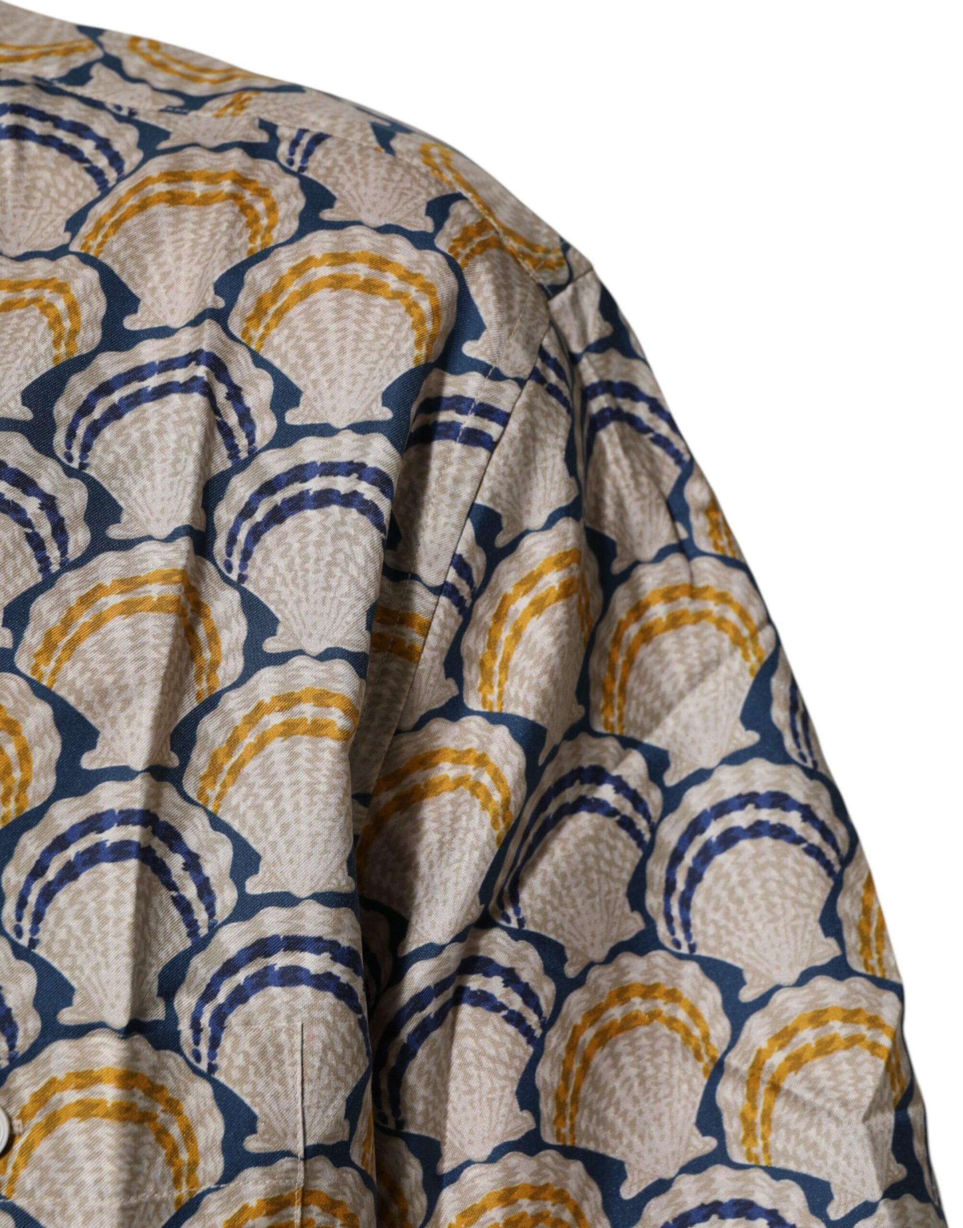 Dolce & Gabbana Cream Cotton Silk Hawaii Scallop Shell Print Shirt Dolce & Gabbana