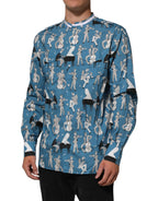 Dolce & Gabbana Blue Jazz Printed Cotton Button Front Shirt Dolce & Gabbana