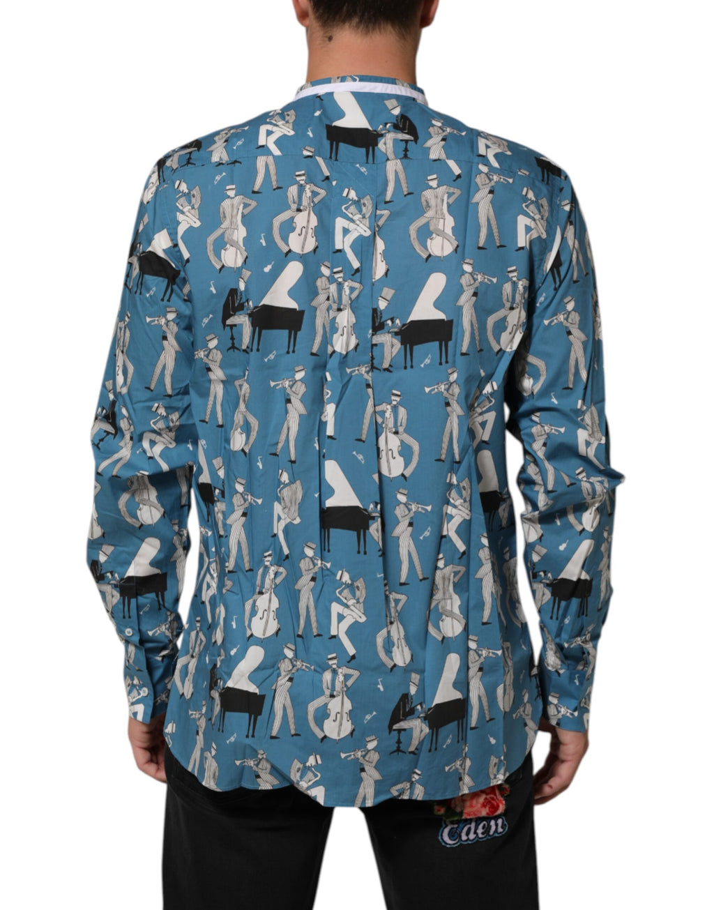 Dolce & Gabbana Blue Jazz Printed Cotton Button Front Shirt Dolce & Gabbana