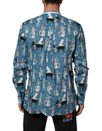 Dolce & Gabbana Blue Jazz Printed Cotton Button Front Shirt Dolce & Gabbana