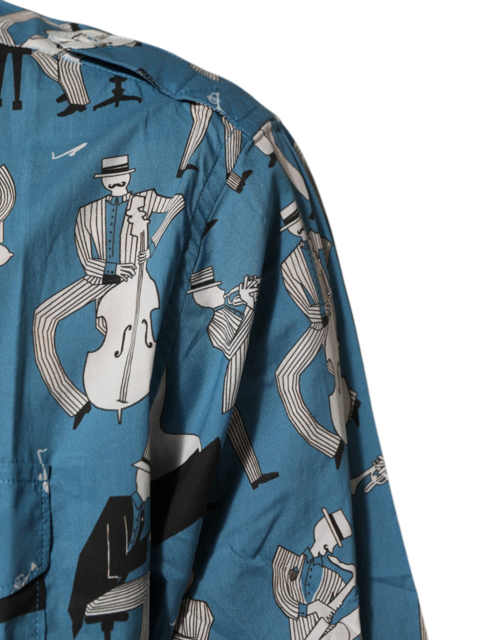 Dolce & Gabbana Blue Jazz Printed Cotton Button Front Shirt Dolce & Gabbana