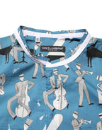 Dolce & Gabbana Blue Jazz Printed Cotton Button Front Shirt Dolce & Gabbana