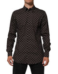 Dolce & Gabbana BrownFloral Collared GOLD Formal Dress Shirt Dolce & Gabbana