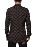 Dolce & Gabbana BrownFloral Collared GOLD Formal Dress Shirt Dolce & Gabbana