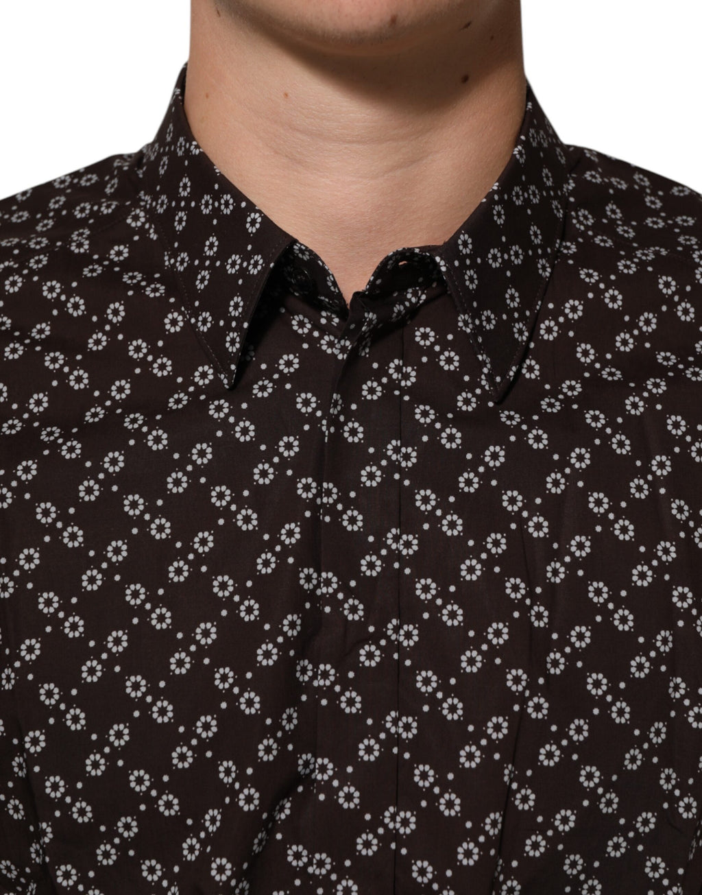 Dolce & Gabbana BrownFloral Collared GOLD Formal Dress Shirt Dolce & Gabbana