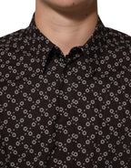 Dolce & Gabbana BrownFloral Collared GOLD Formal Dress Shirt Dolce & Gabbana