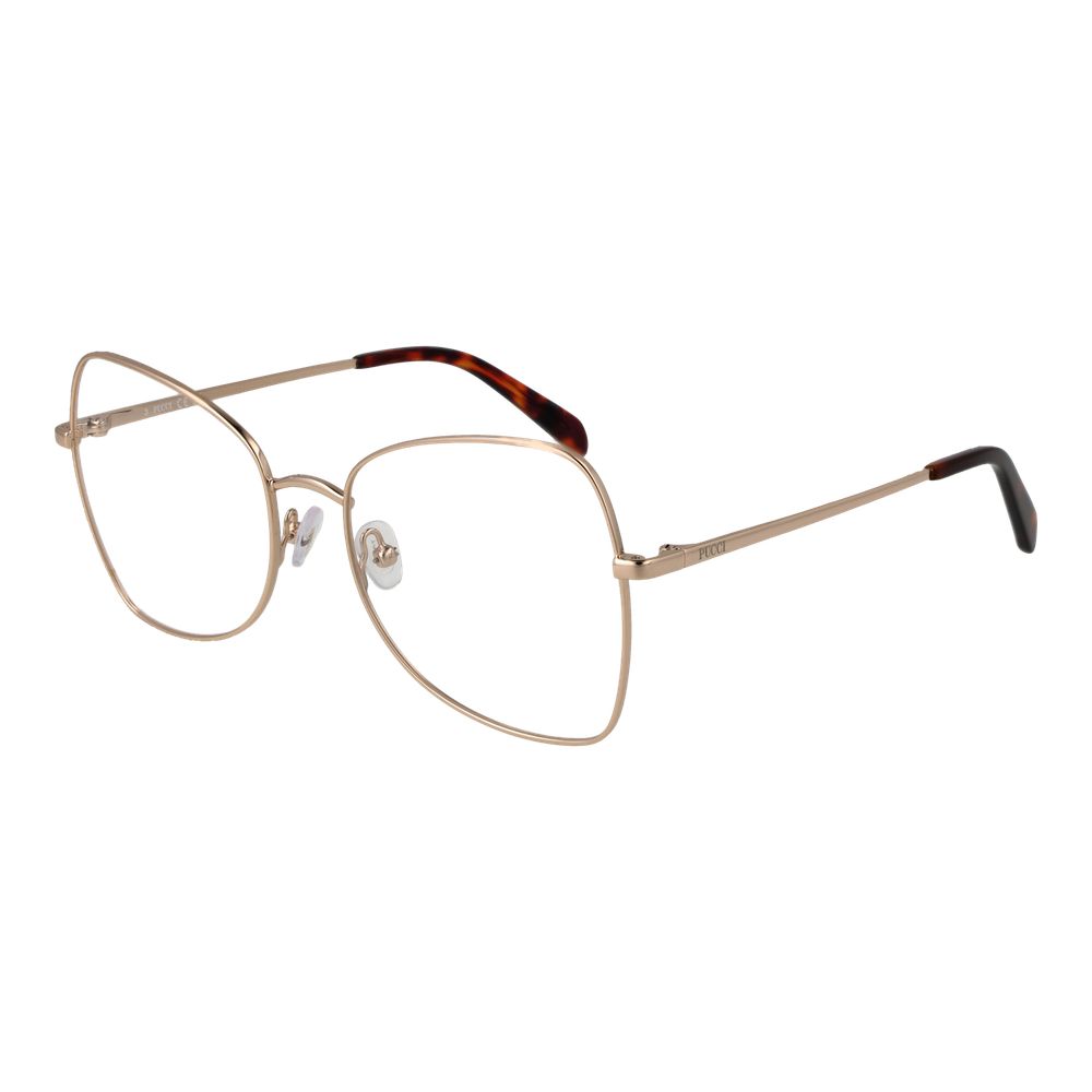 Emilio Pucci gold metal glasses frames with sleek design and clear lenses, stylish eyewear for a modern look.