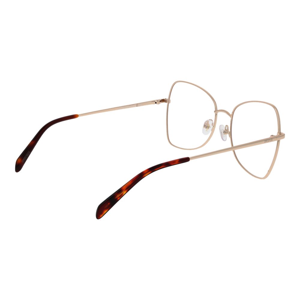 Emilio Pucci gold metal glasses frames with clear lenses, stylish and lightweight eyewear accessory.