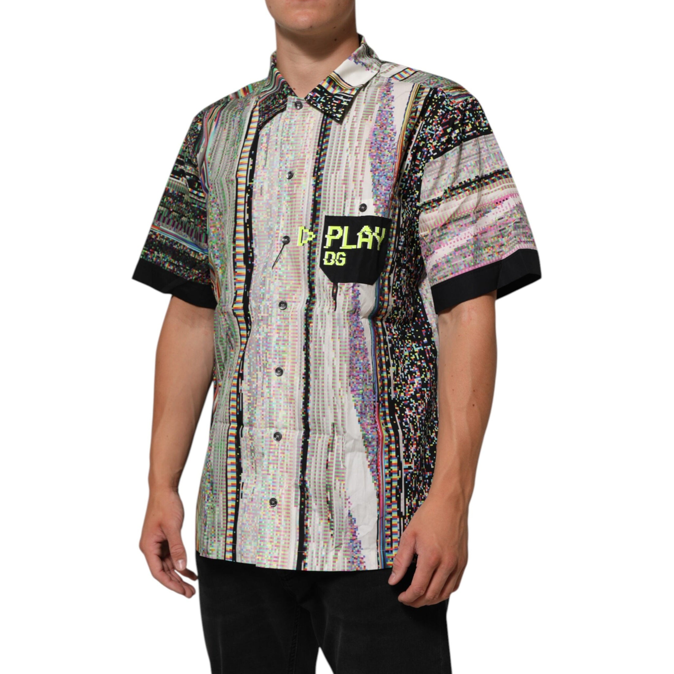 Dolce & Gabbana Multicolor Graphic Collared Casual Shirt Dolce & Gabbana