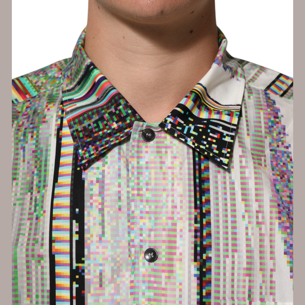 Dolce & Gabbana Multicolor Graphic Collared Casual Shirt Dolce & Gabbana