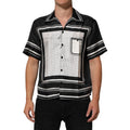 Dolce & Gabbana Black White StripeDot Print Casual Polo Shirt Dolce & Gabbana