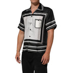 Dolce & Gabbana Black White StripeDot Print Casual Polo Shirt Dolce & Gabbana